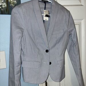 Express Blue and White Striped Blazer
